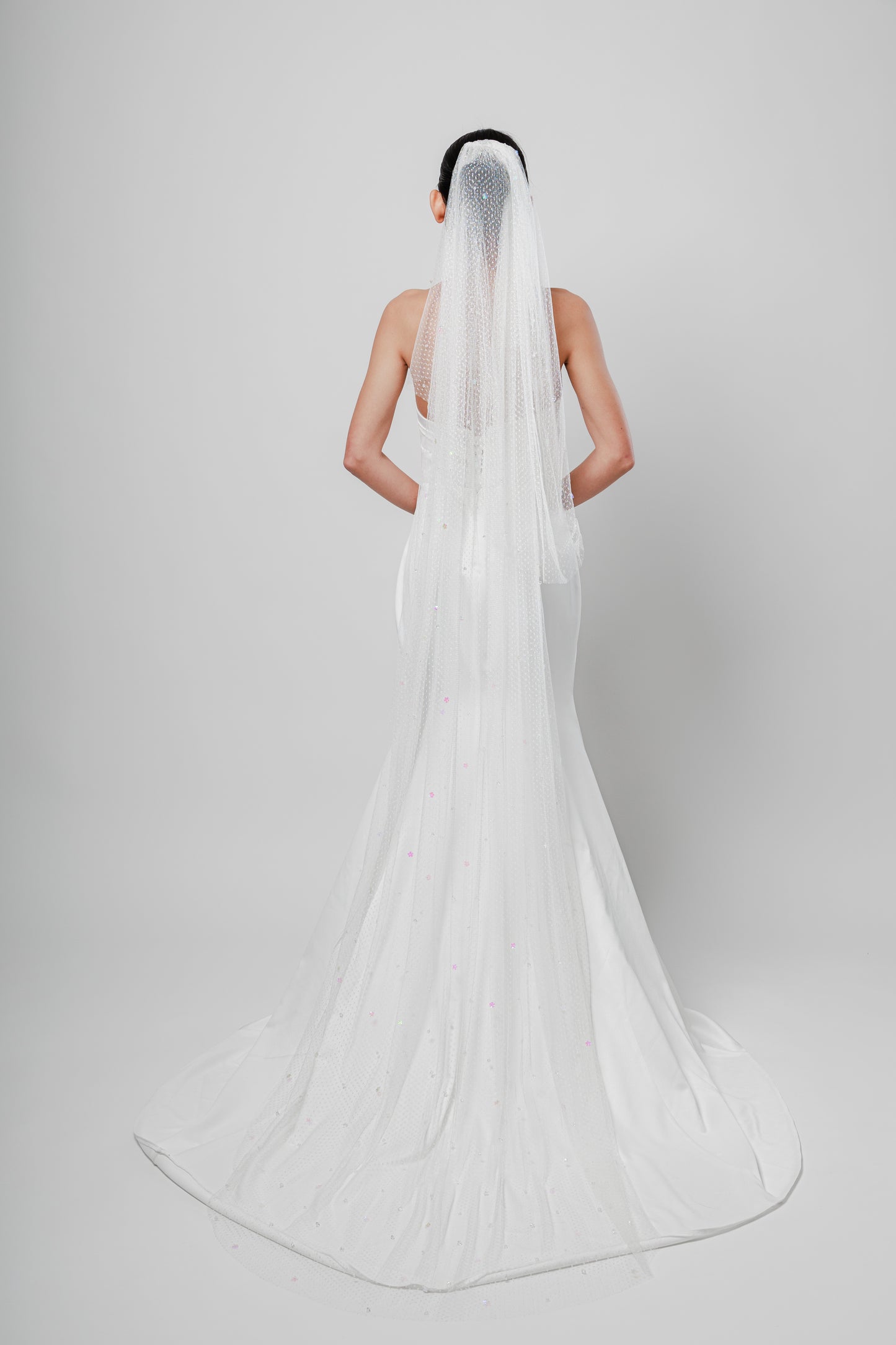 Two-Tier Veil Decorated with Diamantés and Sequins