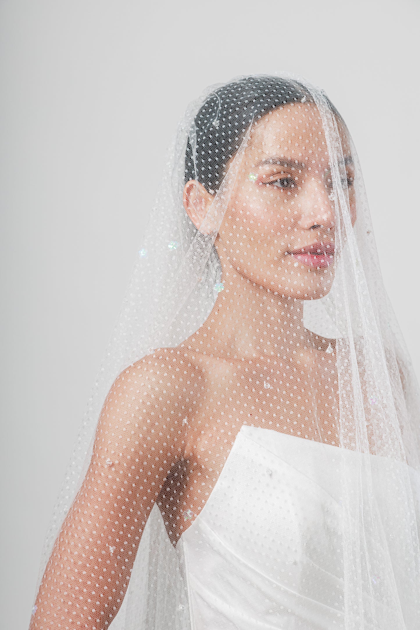 Two-Tier Veil Decorated with Diamantés and Sequins