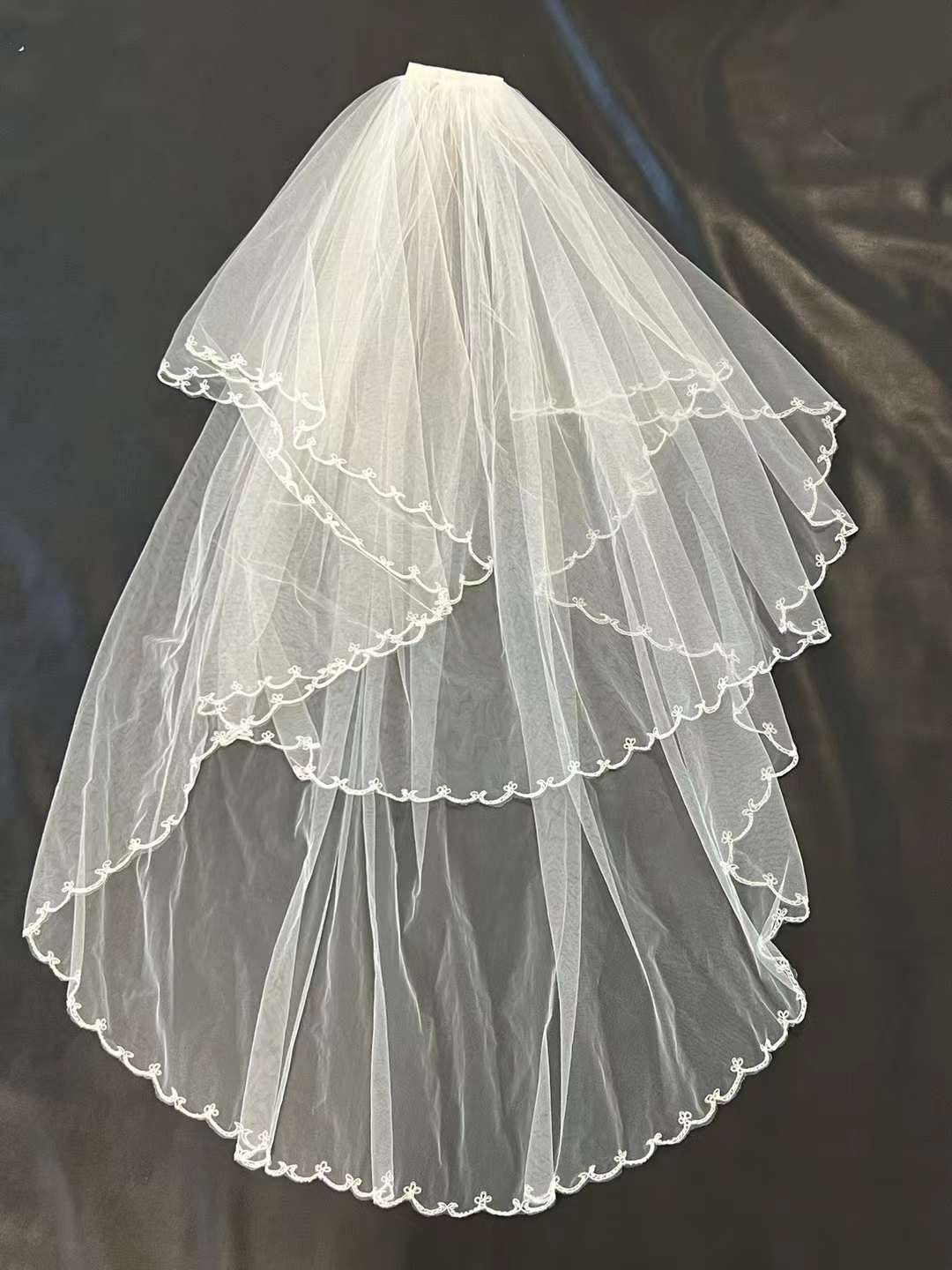 Two-Tier Veil with Embroidered Edge