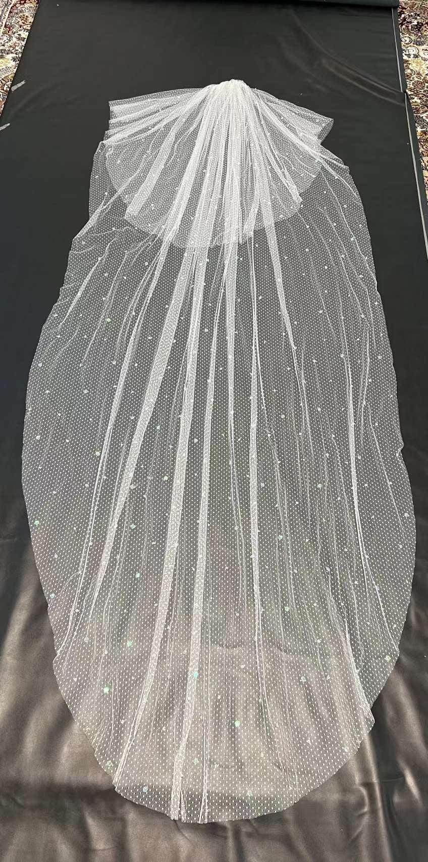 Two-Tier Veil Decorated with Diamantés and Sequins