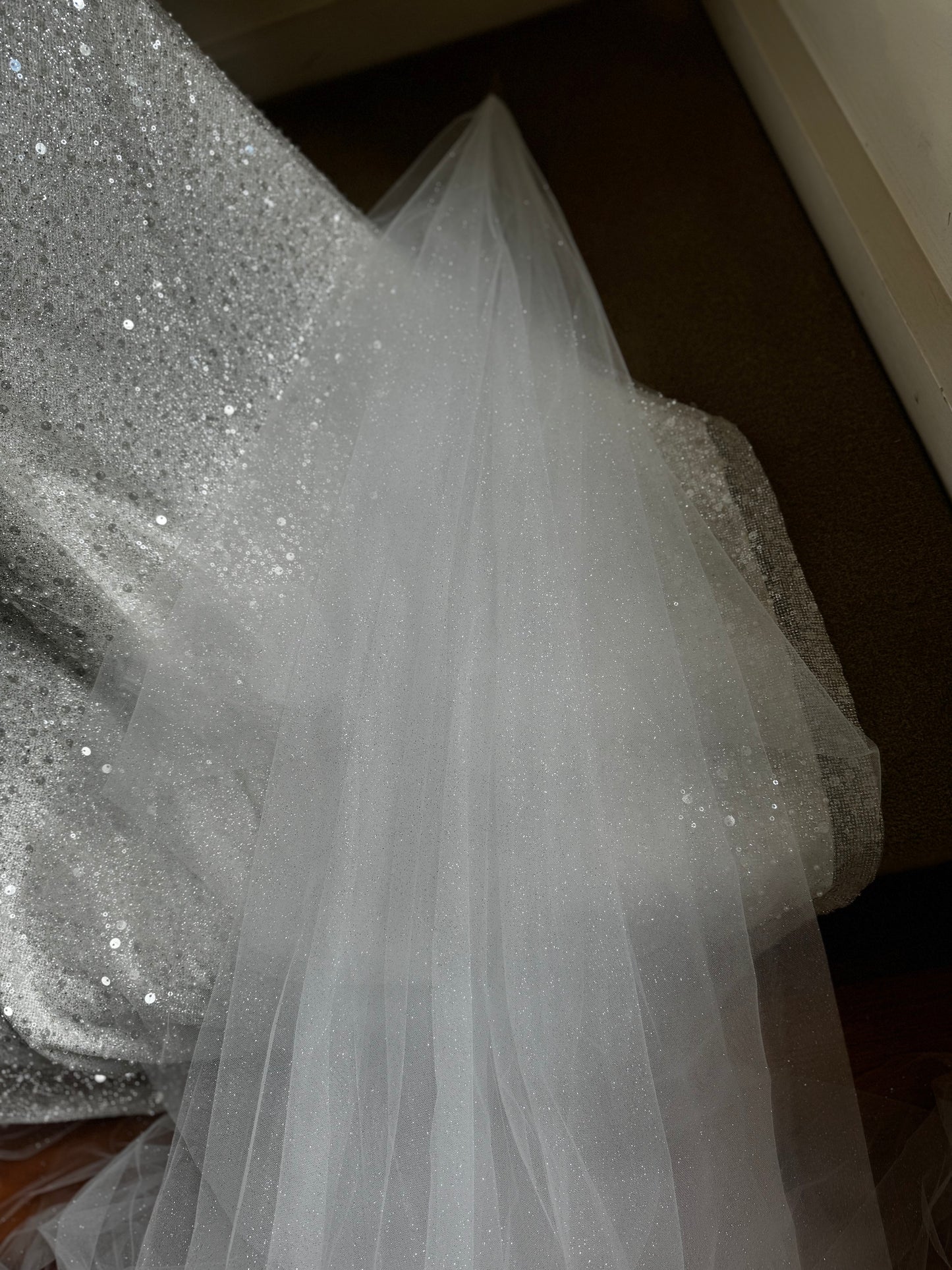 STELLA I Two-Tier Sparkly Veil (dust sparkles)