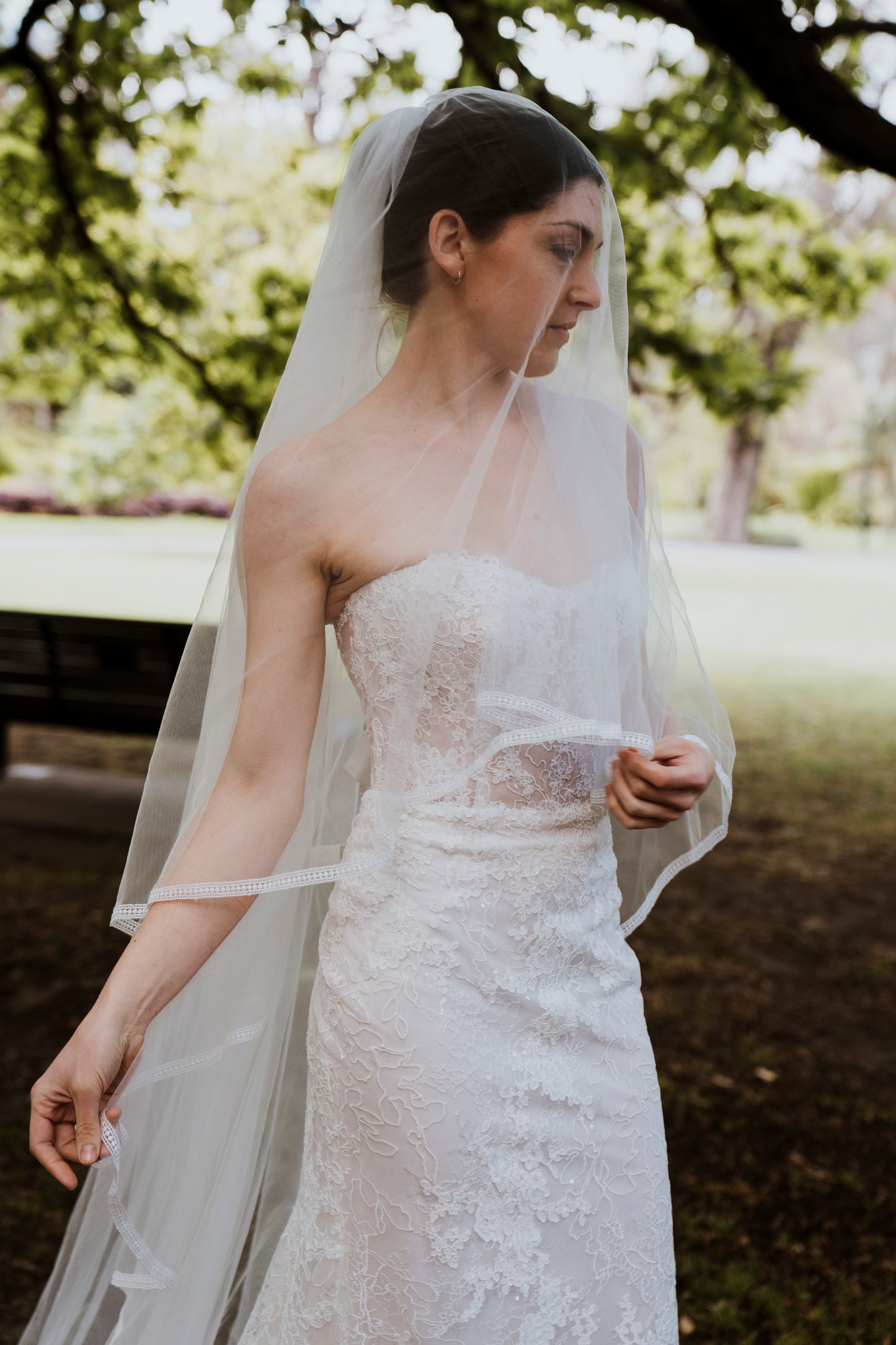 VIVIENNE | Two Tier Lace Edge Veil