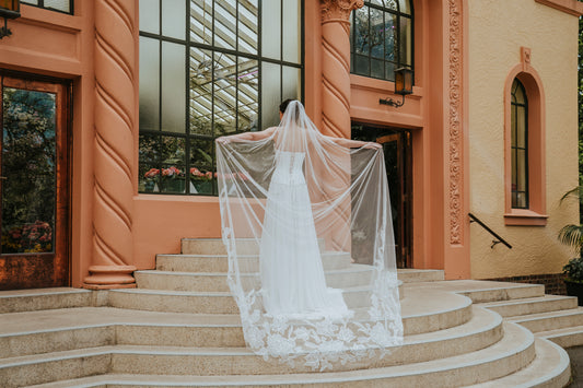 MAGNOLIA I Single Tier Large Organza Floral Veil